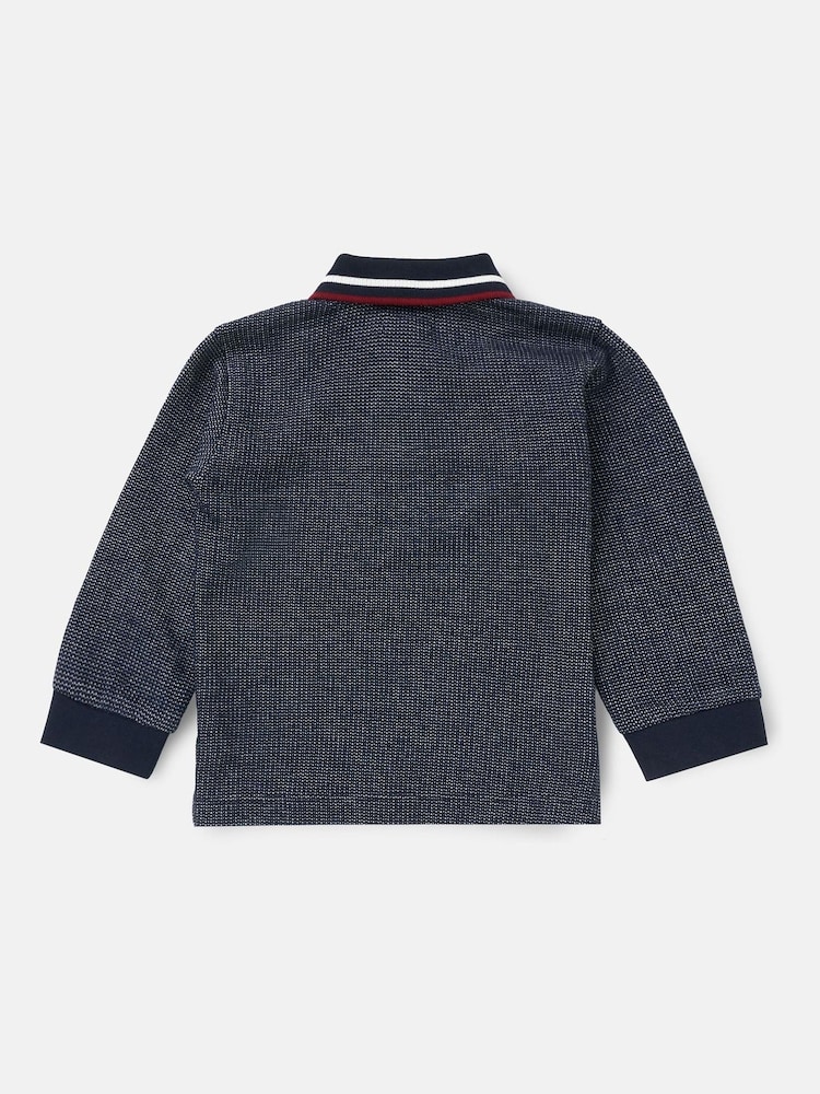 Angel & Rocket Blue Burty Textured 100% Cotton Polo Shirt - Image 5 of 6
