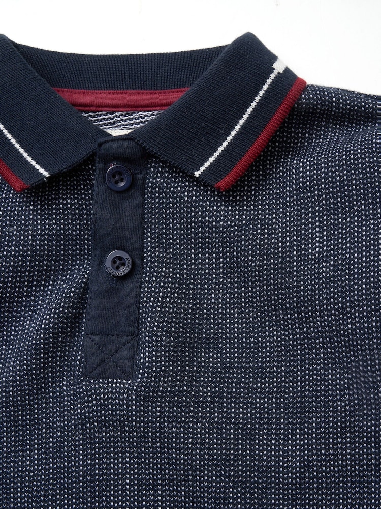 Angel & Rocket Blue Burty Textured 100% Cotton Polo Shirt - Image 6 of 6