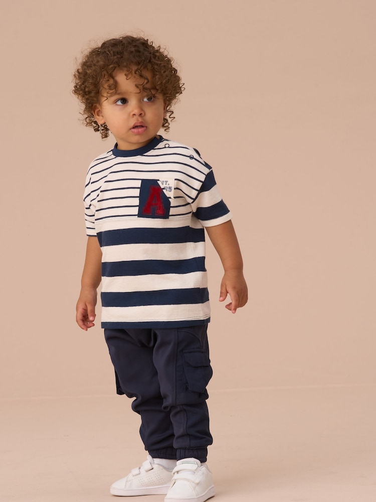 Angel & Rocket Blue Lewis Stripe Block 100% Cotton T-Shirt - Image 2 of 3