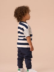 Angel & Rocket Blue Lewis Stripe Block 100% Cotton T-Shirt - Image 3 of 3
