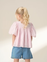 Angel & Rocket Pink Flo Woven 100% Cotton Top - Image 2 of 6