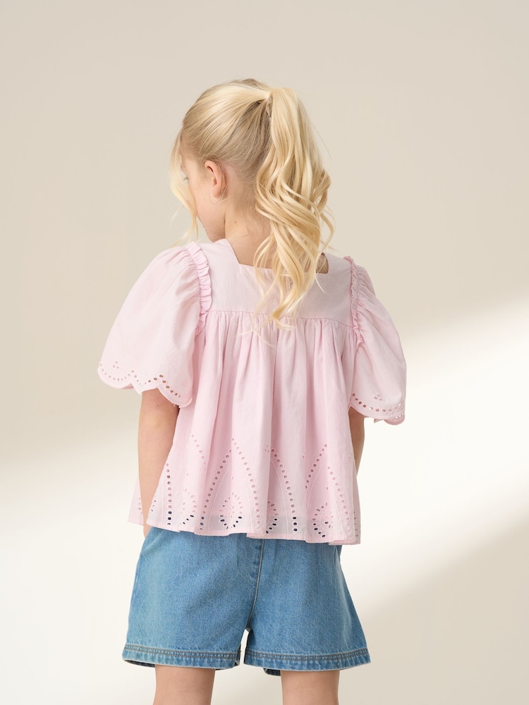 Angel & Rocket Pink Flo Woven 100% Cotton Top - Image 2 of 6