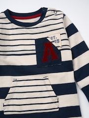 Angel & Rocket Blue Lewis Textured Stripe Block 100% Cotton Babygrow - Image 7 of 7