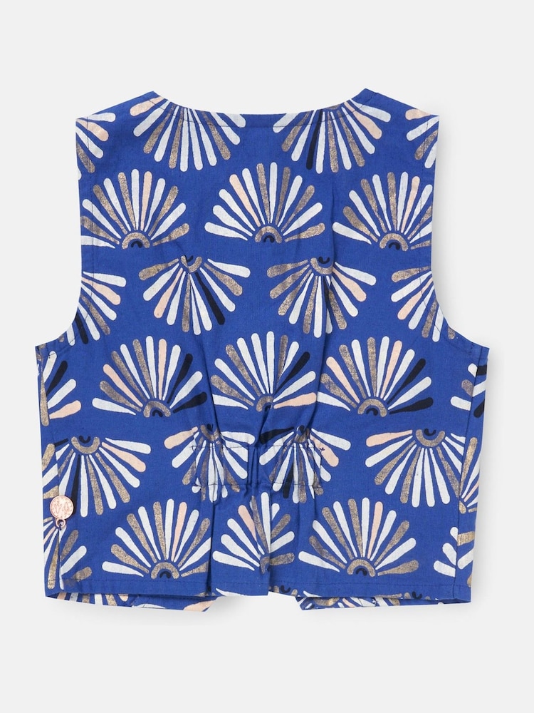 Angel & Rocket Blue Lina Print Linen Waistcoat - Image 6 of 7