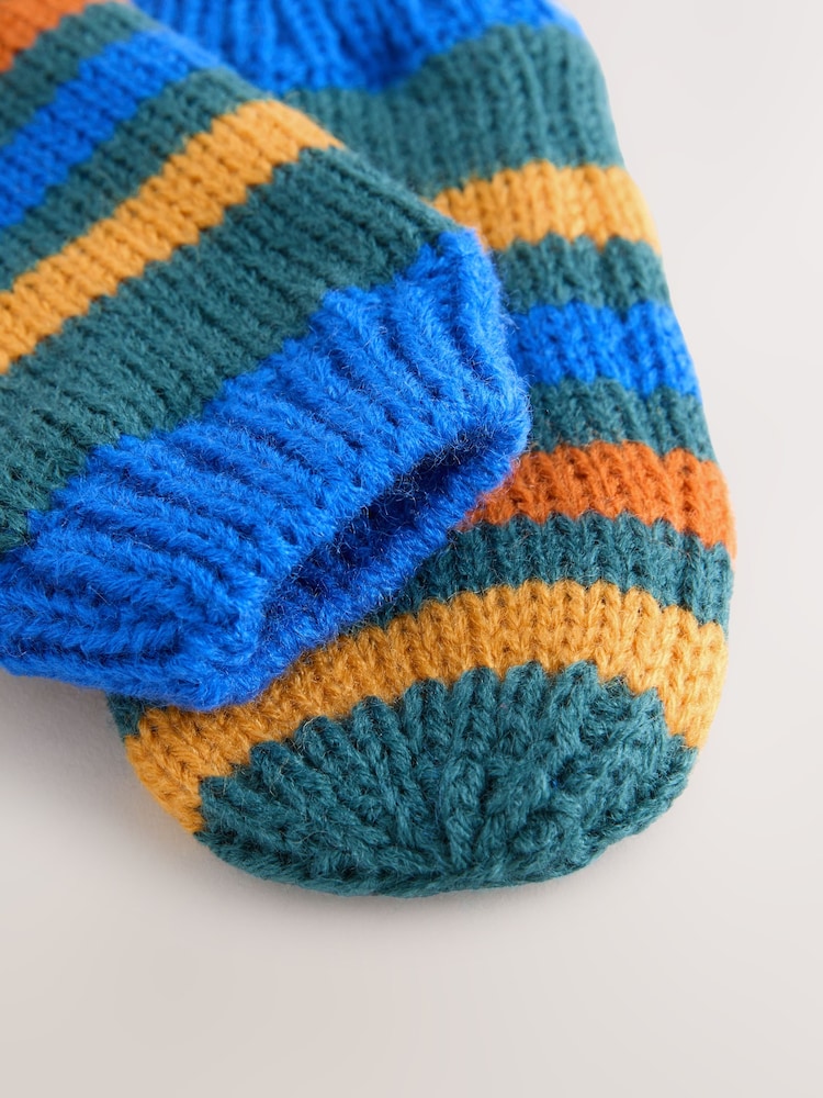 Multi Colour Embroidered Pom Beanie Hat & Mittens 2 Piece Set (3mths-10yrs) - Image 4 of 4