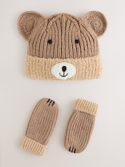 Brown Bear Hat & Mittens 2 Piece Set (3mths-6yrs) - Image 1 of 4