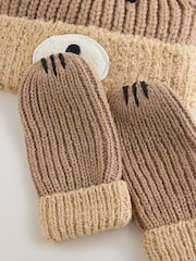 Brown Bear Hat & Mittens 2 Piece Set (3mths-6yrs) - Image 2 of 4