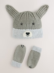 Grey Dog Hat & Mittens 2 Piece Set (3mths-6yrs) - Image 1 of 4