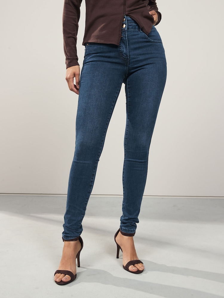 Dark Blue Denim Lift Slim And Shape Skinny Jeans - Image 2 of 7