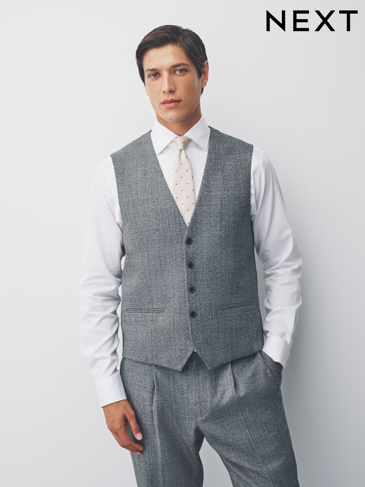 Grey Wool Blend Suit Waistcoat - Image 2 of 4