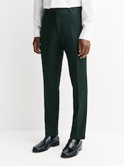Green Slim Fit Flannel Suit Trousers - Image 1 of 10