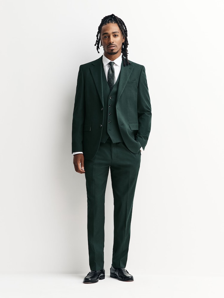 Green Slim Fit Flannel Suit Trousers - Image 2 of 10 Green Slim Fit Flannel Suit Trousers - Image 2 of 10