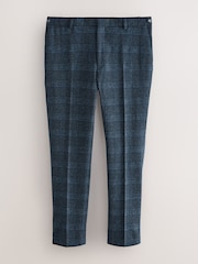 Navy Blue Slim Fit Check Suit Trousers - Image 1 of 5