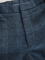 Navy Blue Slim Fit Check Suit Trousers - Image 3 of 5