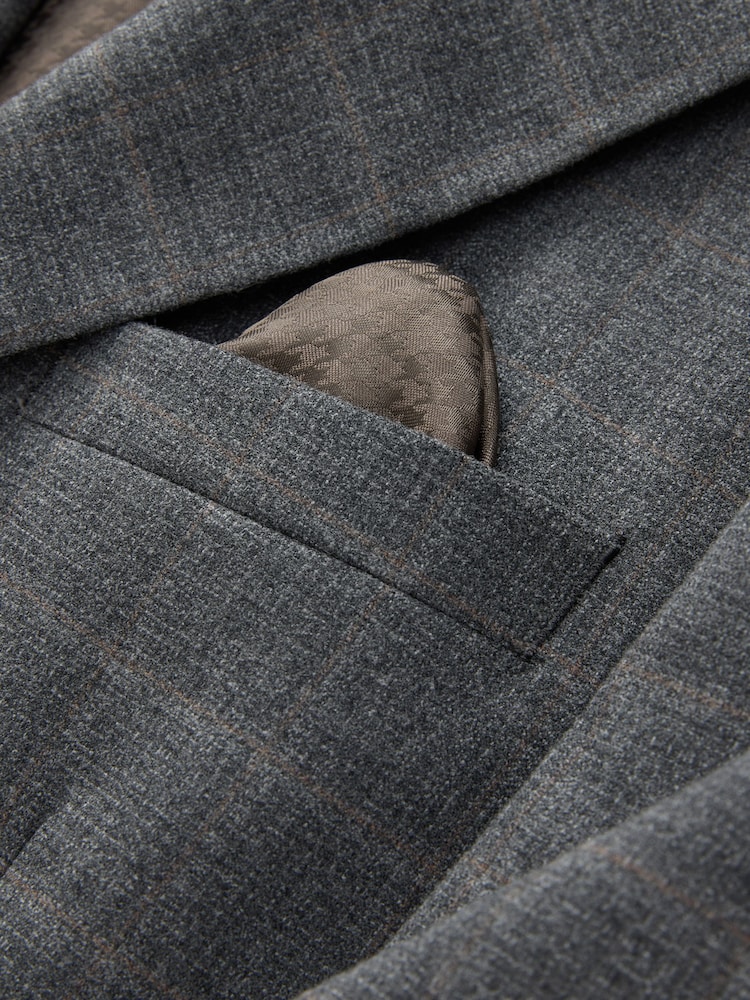 Grey Tailored Fit Check Flannel Suit Jacket - Image 12 of 12 Grey Tailored Fit Check Flannel Suit Jacket - Image 12 of 12