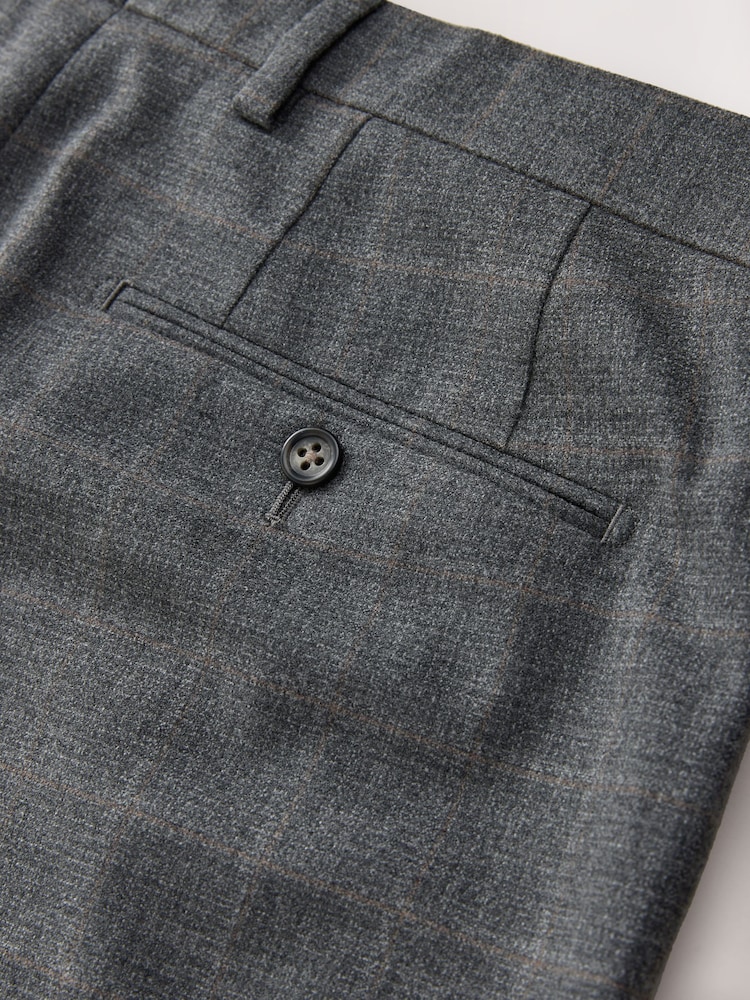 Grey Tailored Fit Check Flannel Suit Trousers - Image 10 of 10 Grey Tailored Fit Check Flannel Suit Trousers - Image 10 of 10