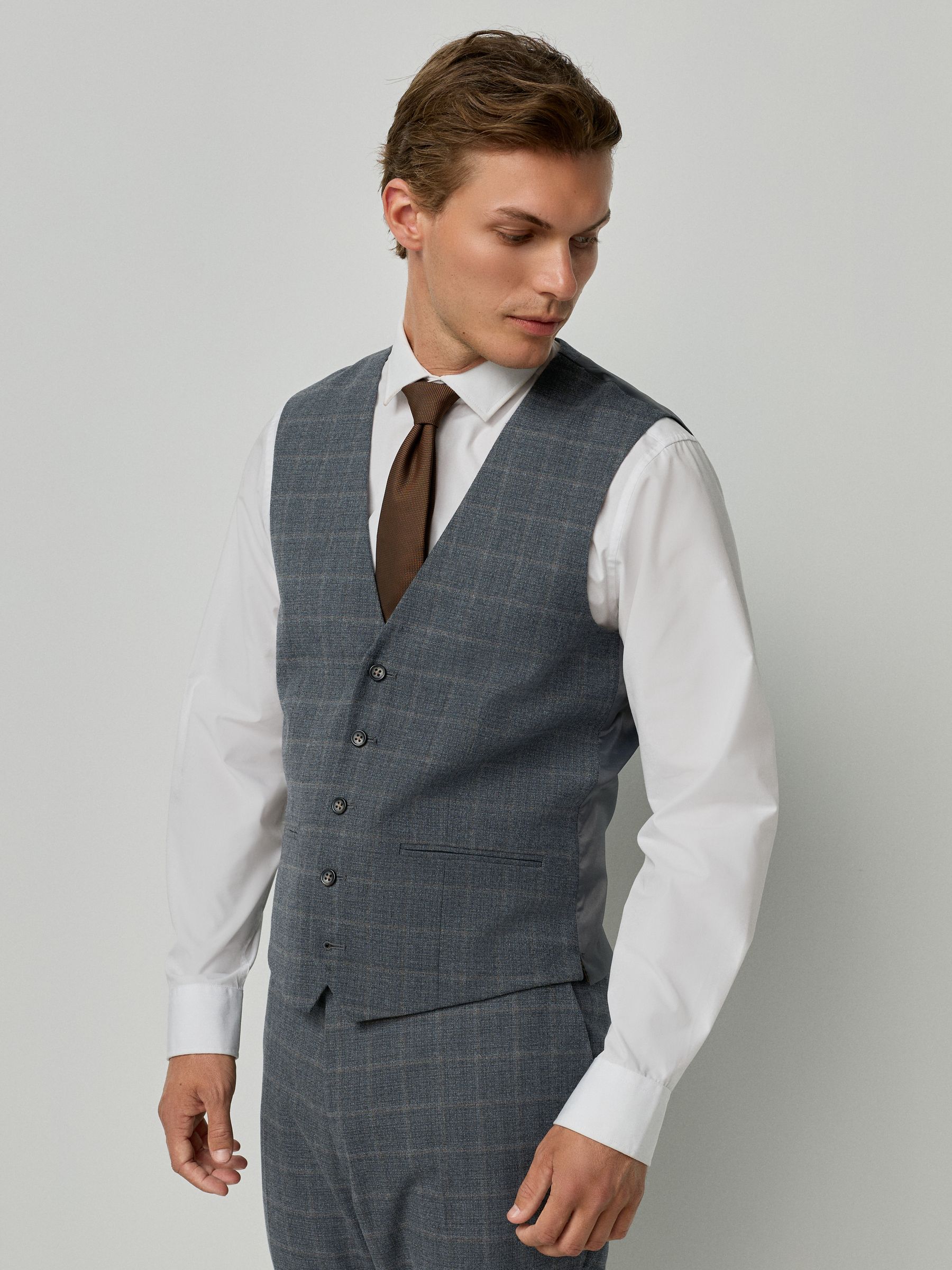 Buy Grey Tailored Fit Check Flannel Suit Waistcoat from Next Jordan