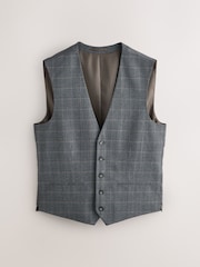 Grey Tailored Fit Check Flannel Suit Waistcoat - Image 9 of 9