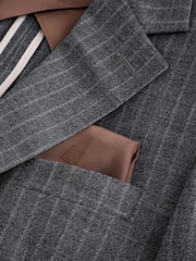 Grey Tailored Fit Wool Blend Stripe Suit Jacket - Image 10 of 11