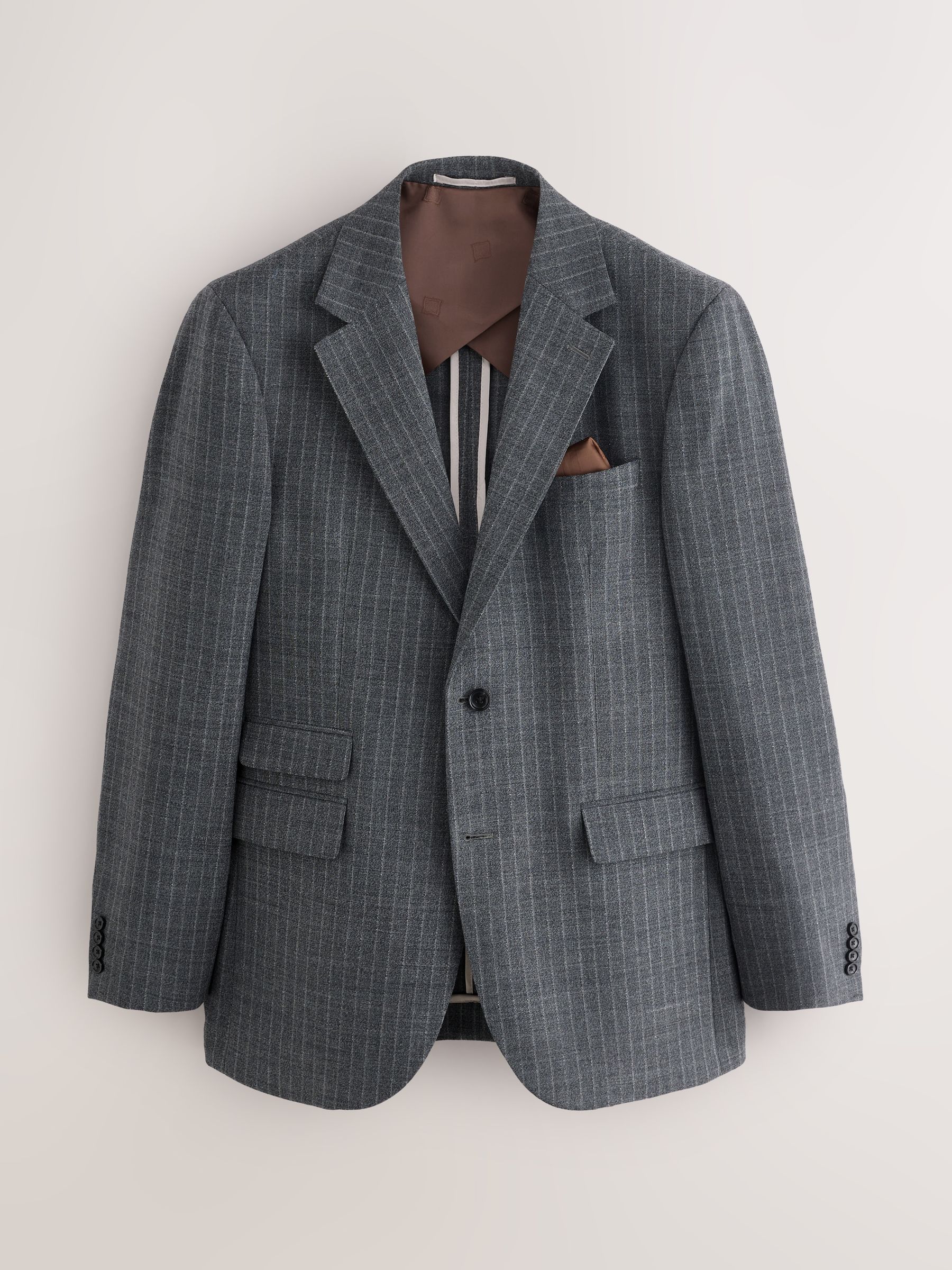 Buy Grey Tailored Fit Wool Blend Stripe Suit Jacket from the Next 