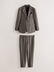 Brown Tailored Fit Wool Blend Puppy Tooth Texture Suit Jacket - Image 10 of 15