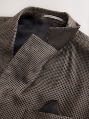 Brown Tailored Fit Wool Blend Puppy Tooth Texture Suit Jacket - Image 13 of 15