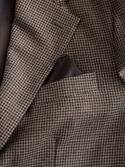 Brown Tailored Fit Wool Blend Puppy Tooth Texture Suit Jacket - Image 15 of 15