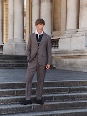 Brown Tailored Fit Wool Blend Puppy Tooth Texture Suit Jacket - Image 2 of 15