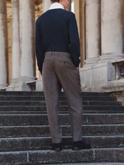 Brown Tailored Fit Wool Blend Puppy Tooth Texture Suit Trousers - Image 3 of 12