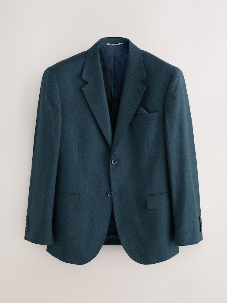 Teal Blue Regular Fit Signature Zignone Flannel Suit Jacket - Image 1 of 5