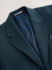 Teal Blue Regular Fit Signature Zignone Flannel Suit Jacket - Image 3 of 5