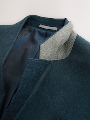 Teal Blue Regular Fit Signature Zignone Flannel Suit Jacket - Image 4 of 5
