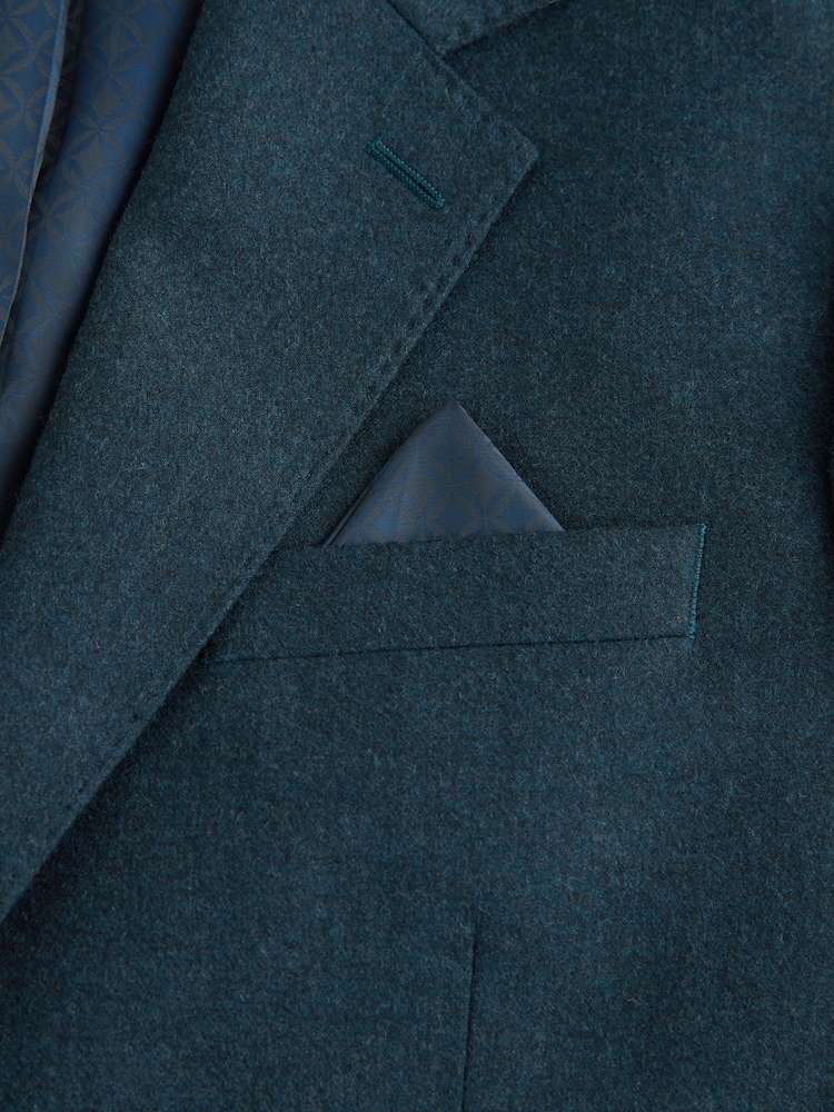 Teal Blue Regular Fit Signature Zignone Flannel Suit Jacket - Image 5 of 5