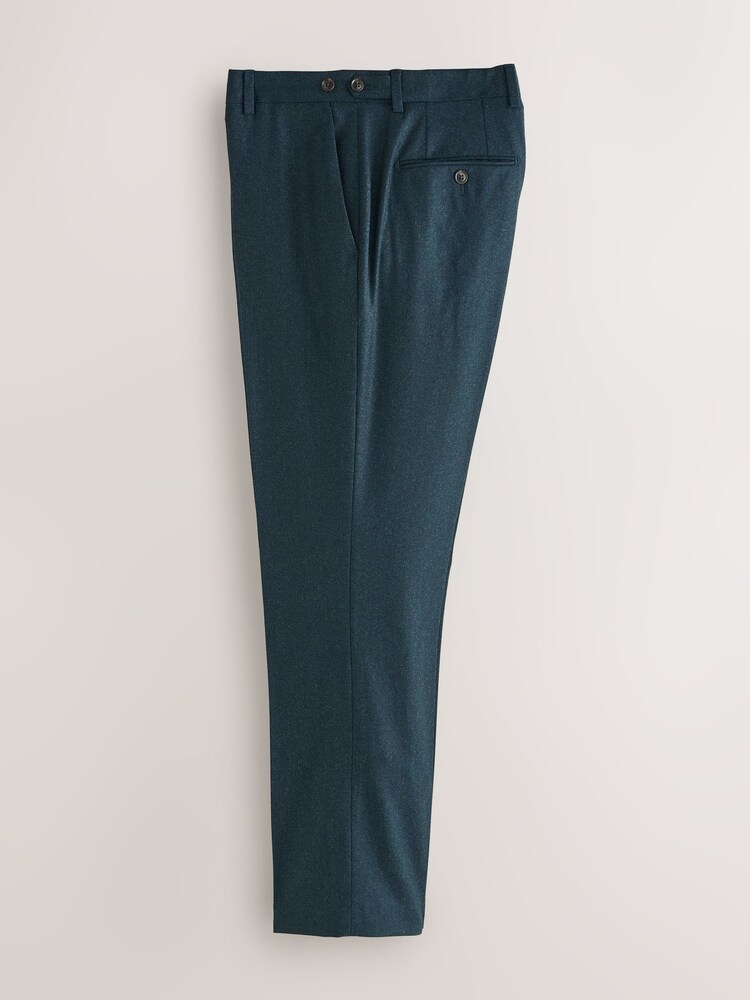 Teal Blue Regular Fit Signature Zignone Flannel Suit Trousers - Image 2 of 7