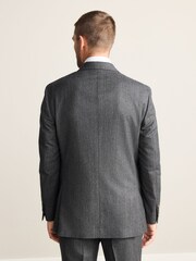 Charcoal Grey Regular Signature Marzotto Herringbone Suit Jacket - Image 3 of 8