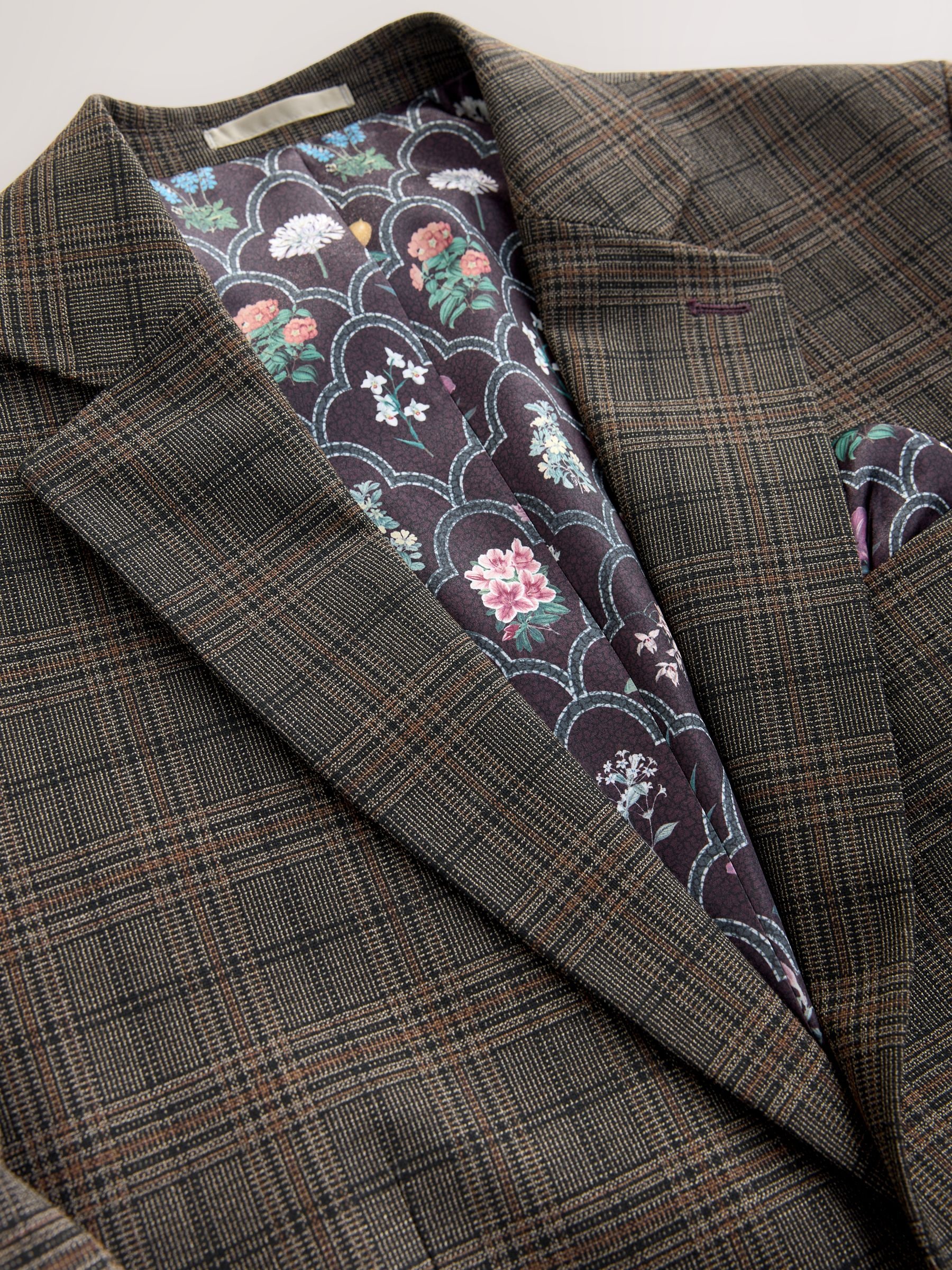 Buy Brown Slim Fit Trimmed Check Suit Jacket from Next Armenia