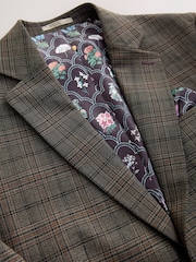 Brown Slim Fit Trimmed Check Suit Jacket - Image 10 of 12