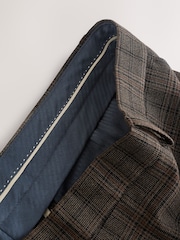 Brown Slim Fit Trimmed Check Suit Trousers - Image 11 of 12