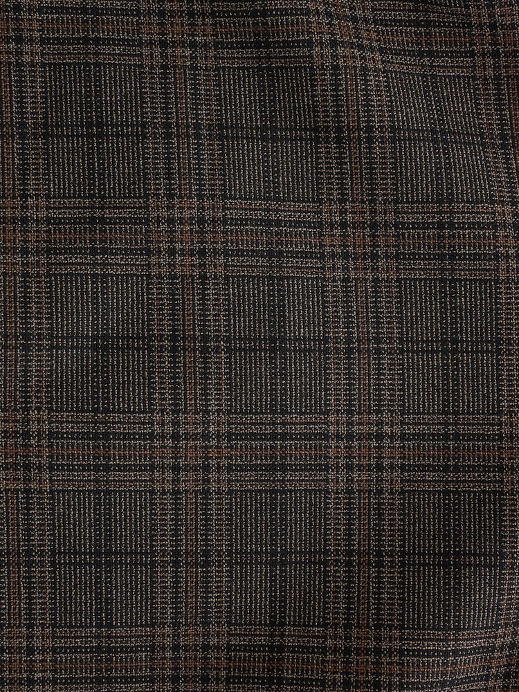 Brown Slim Fit Trimmed Check Suit Trousers - Image 12 of 12