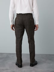 Brown Slim Fit Trimmed Check Suit Trousers - Image 3 of 12
