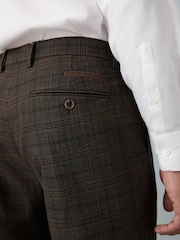 Brown Slim Fit Trimmed Check Suit Trousers - Image 4 of 12