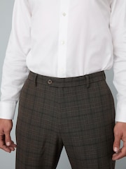 Brown Slim Fit Trimmed Check Suit Trousers - Image 5 of 12
