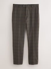 Brown Slim Fit Trimmed Check Suit Trousers - Image 7 of 12
