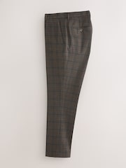 Brown Slim Fit Trimmed Check Suit Trousers - Image 8 of 12