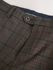 Brown Slim Fit Trimmed Check Suit Trousers - Image 9 of 12