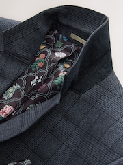 Blue Tailored Fit Trimmed Check Suit Jacket - Image 10 of 11