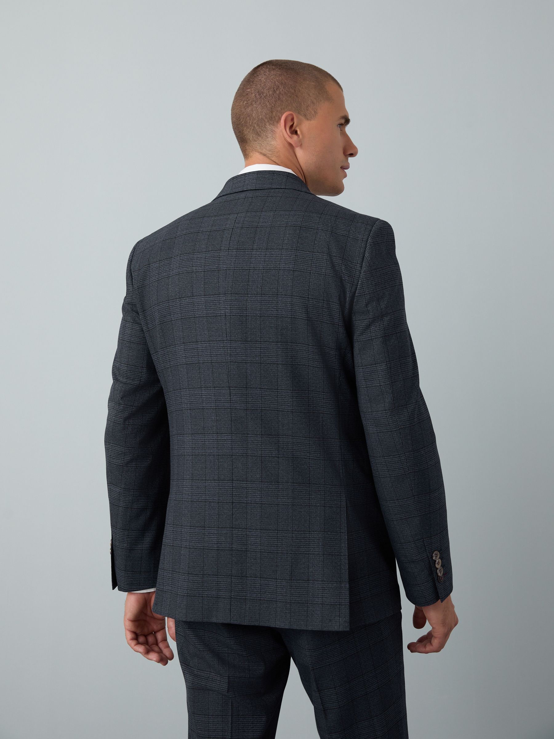 Buy Blue Tailored Fit Trimmed Check Suit Jacket from Next USA