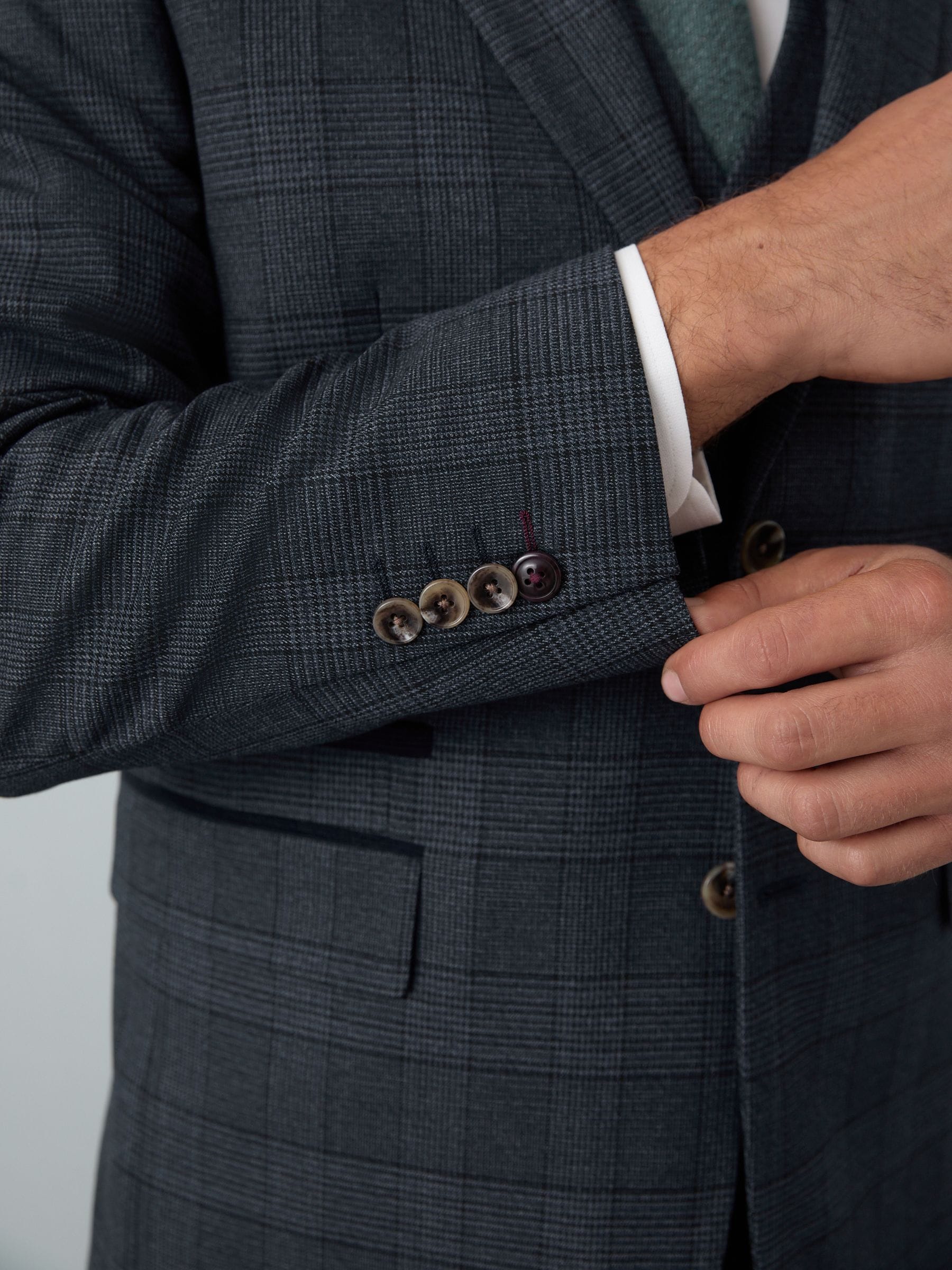 Buy Blue Tailored Fit Trimmed Check Suit Jacket from Next USA