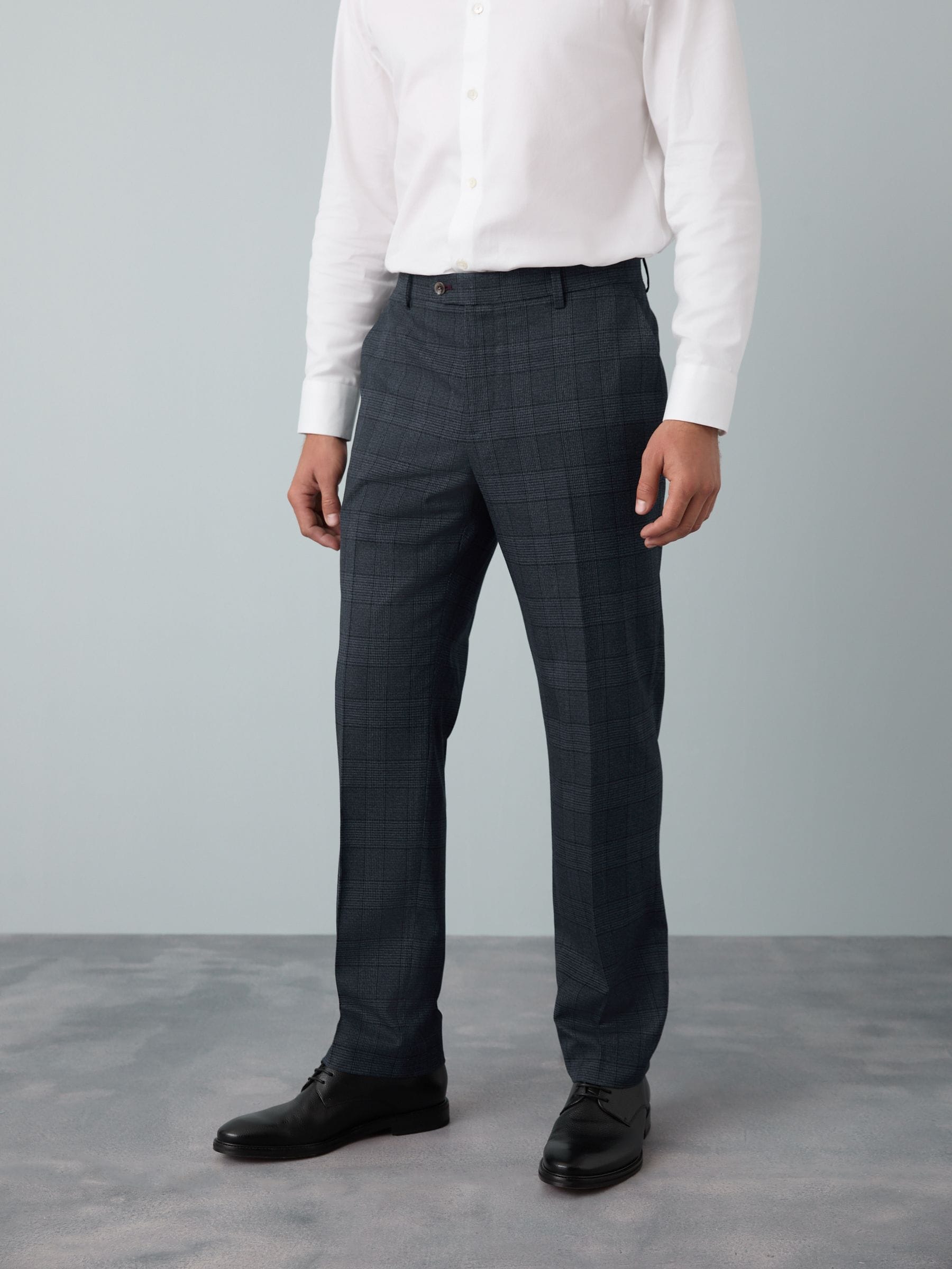 Buy Blue Tailored Fit Trimmed Check Suit Trousers from the Next UK