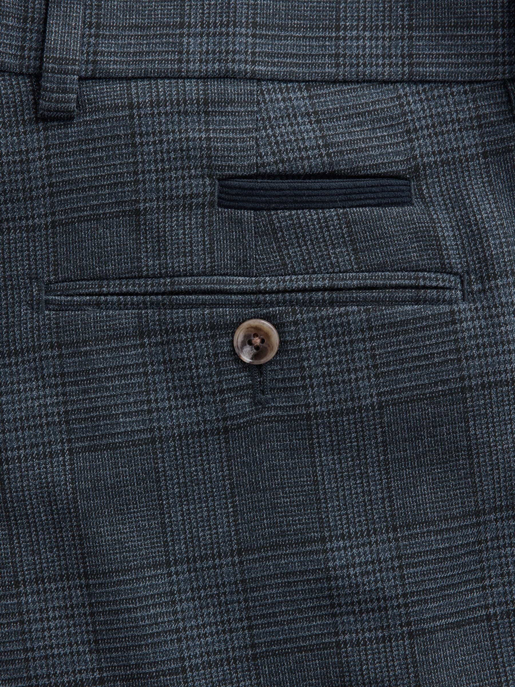 Buy Blue Tailored Fit Trimmed Check Suit Trousers from the Next UK